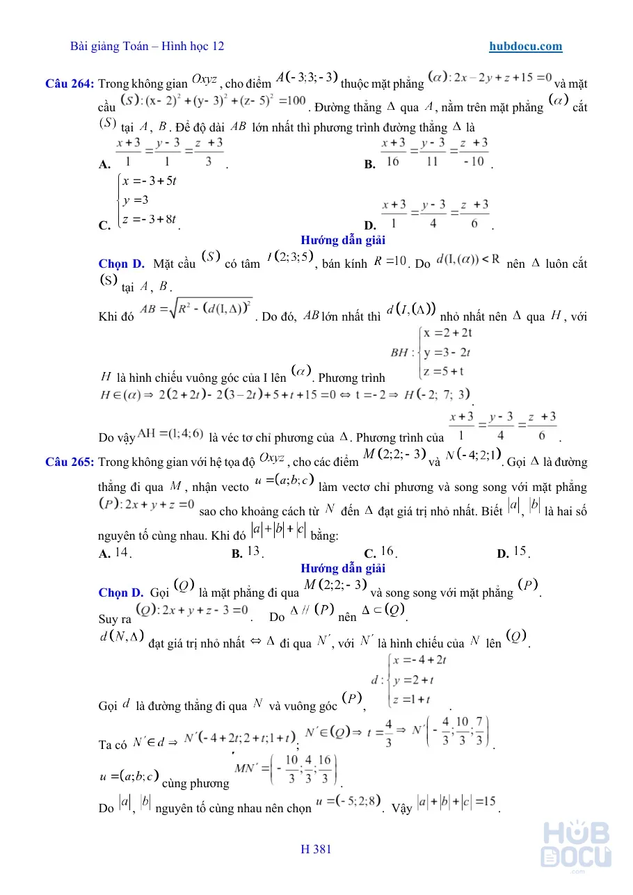 Bài giảng Hình học 12 - Phương trình đường thẳng (P3)