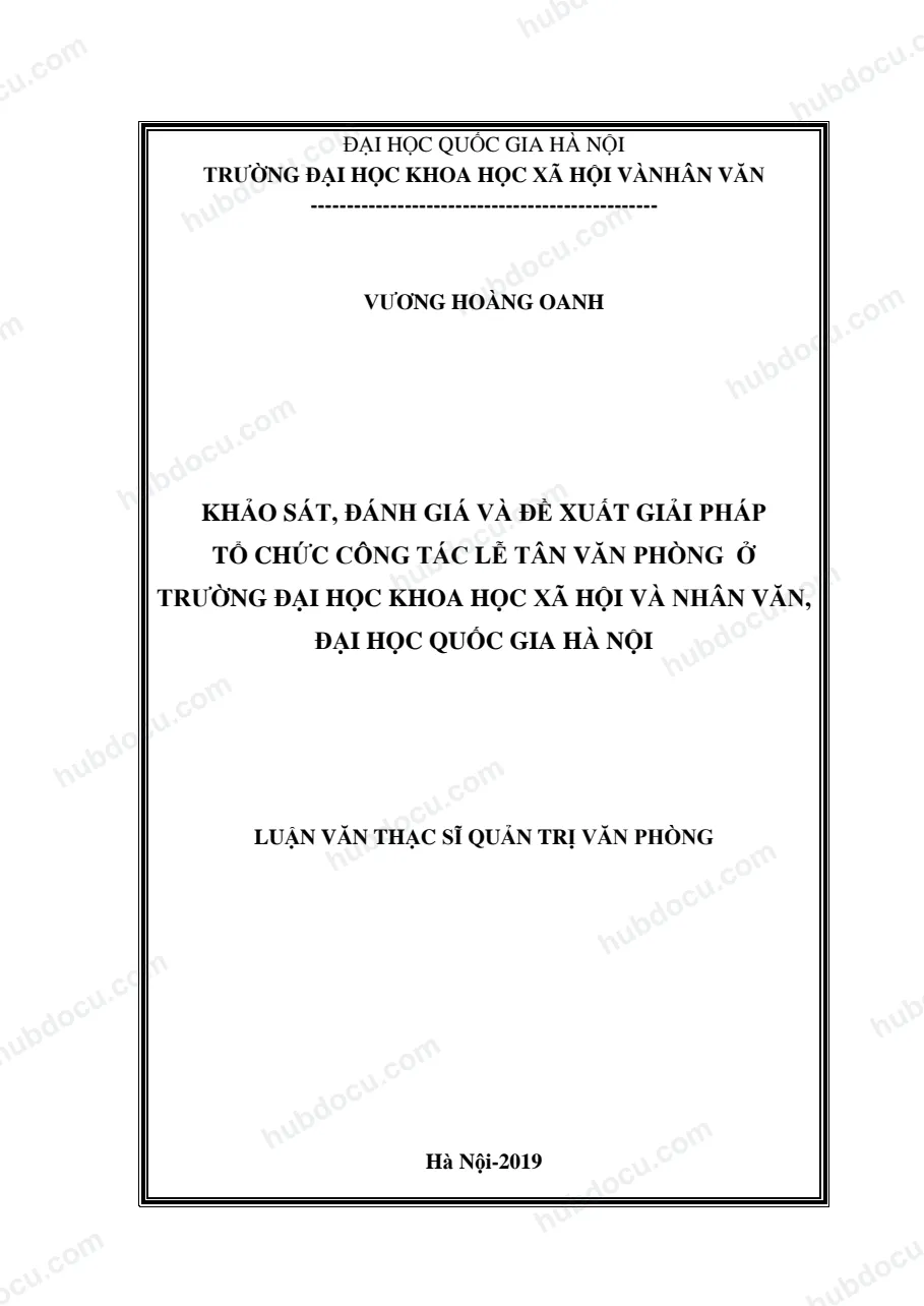 Luận văn thạc sĩ quản trị văn phòng - Khảo sát, đánh giá và đề xuất giải pháp tổ chức công tác