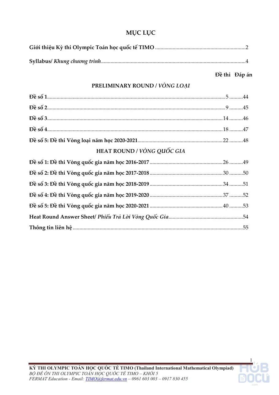 Toán TIMO Khối 5 - 2025 2026