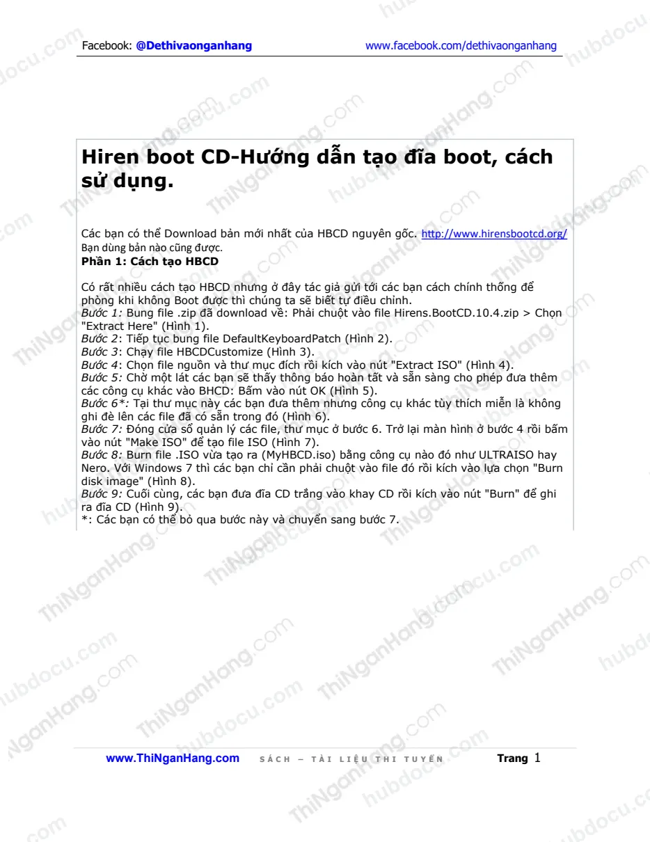 Hướng dẫn tạo đĩa Hiren Boot CD và Cách sử dụng