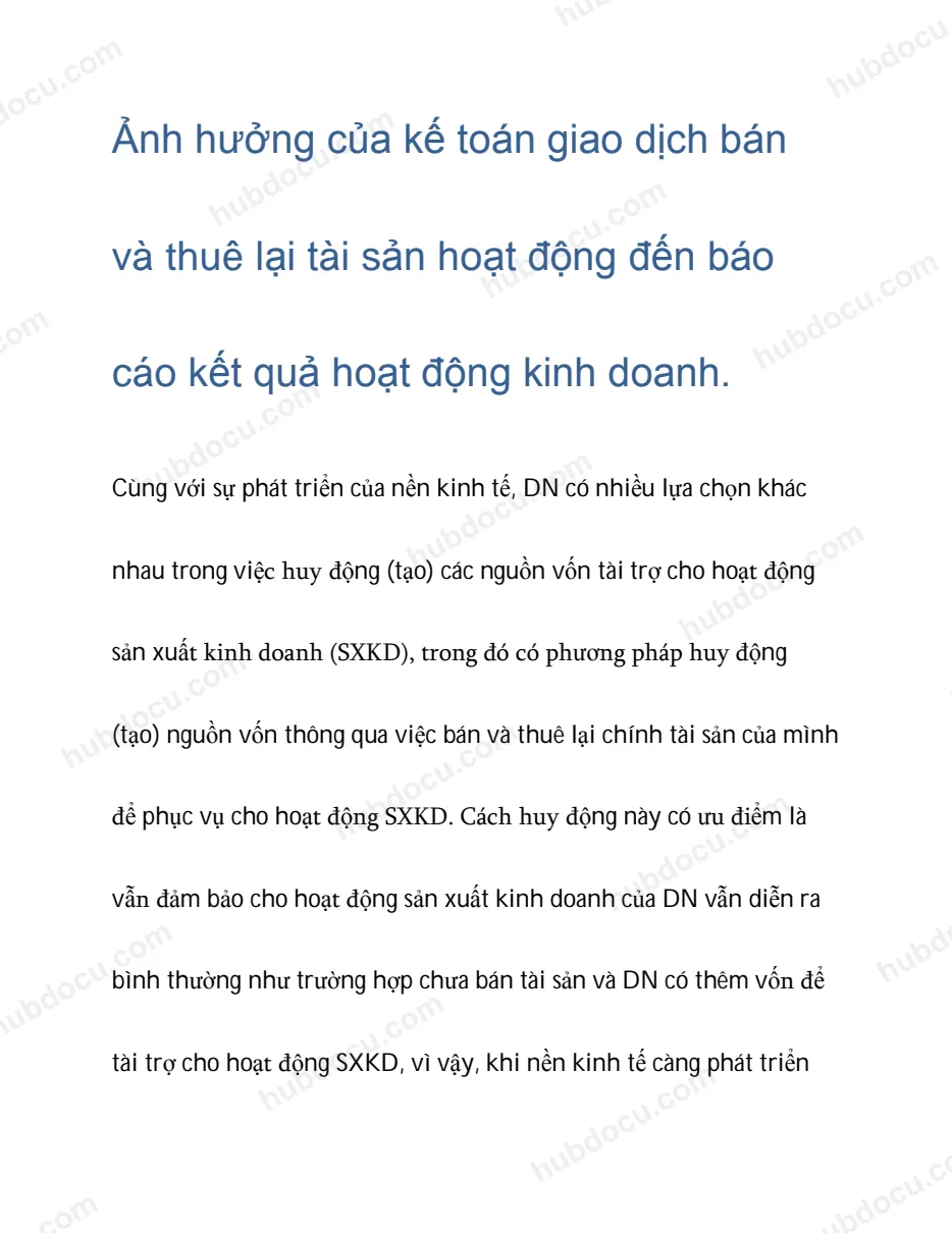 Ảnh hưởng của thuê tài sản đến Báo cáo Tài chính
