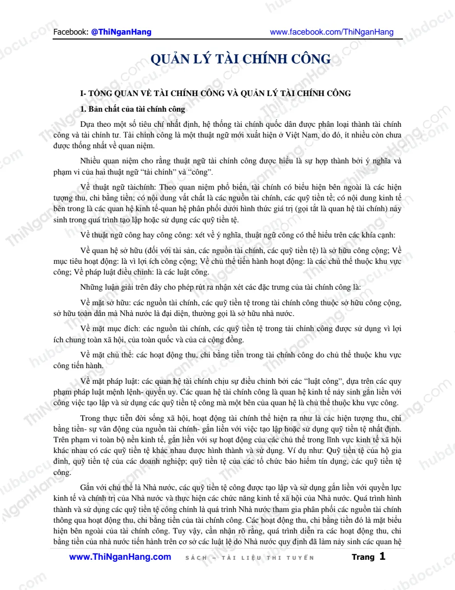 Ôn thi Kho bạc Nhà nước - (6) Quản lý Tài chính Công