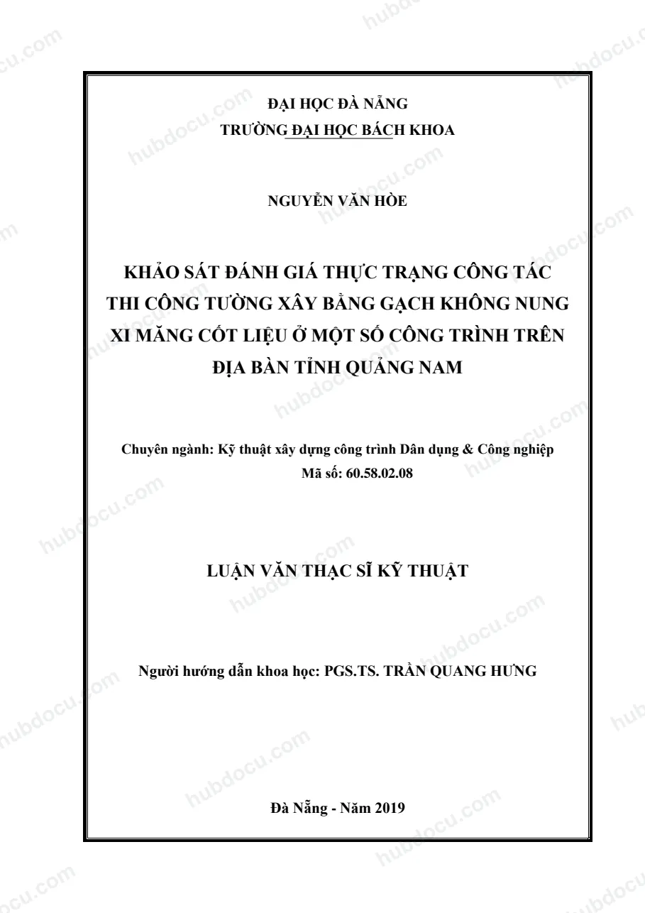 LVTS_ Khảo sát đánh giá thực trạng công tác thi công tường xây bằng gạch không nung xi măng cốt liệu