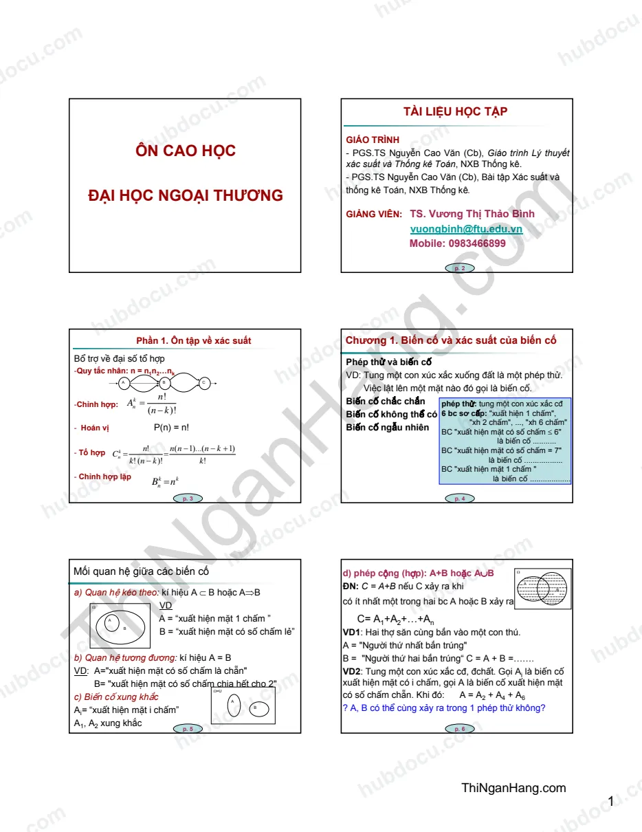 Slide ôn tập Lý thuyết xác suất và thống kê toán (full)