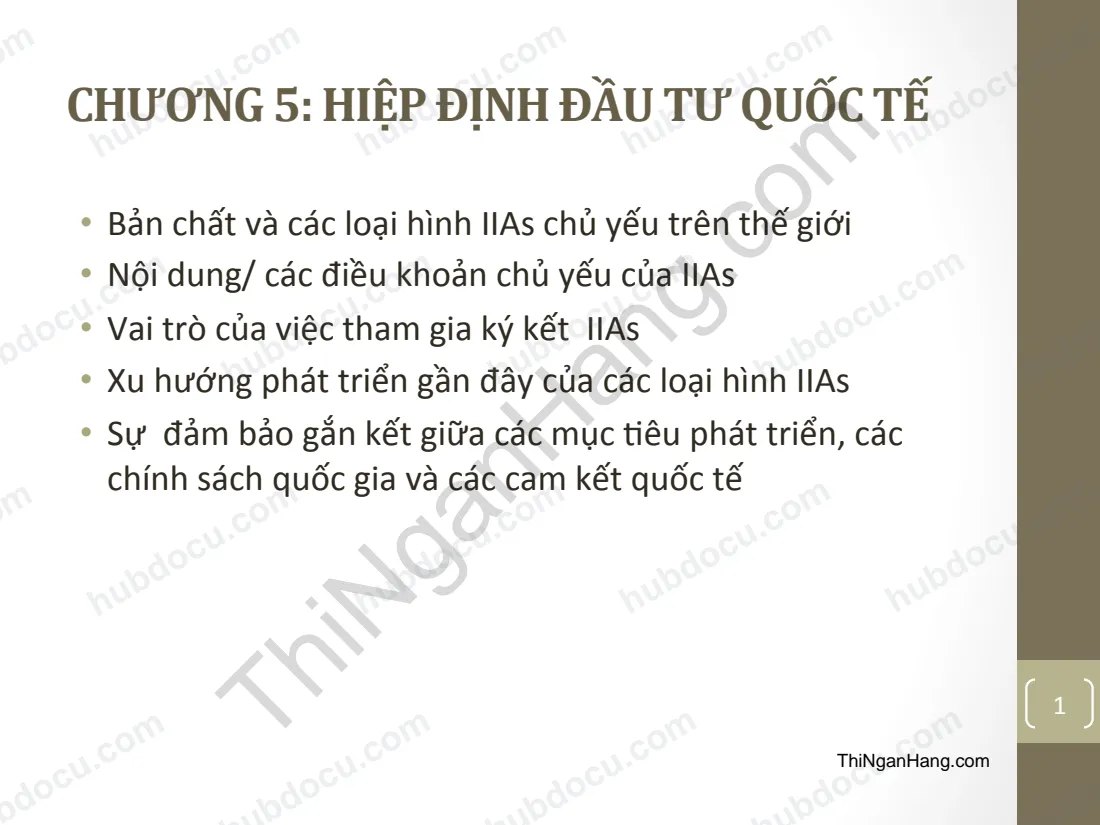 Slide Đầu tư quốc tế: Hiệp định đầu tư quốc tế