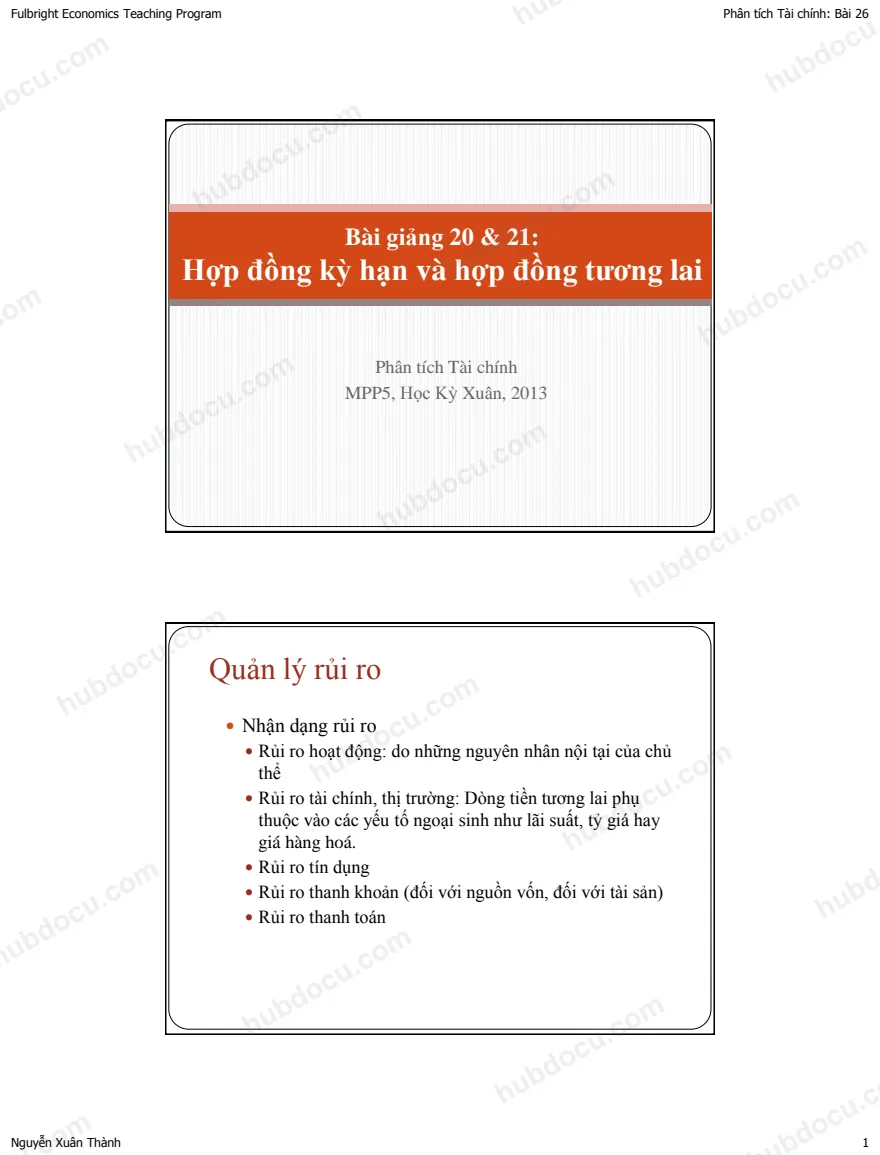 Slide Hợp đồng kỳ hạn và Hợp đồng tương lai
