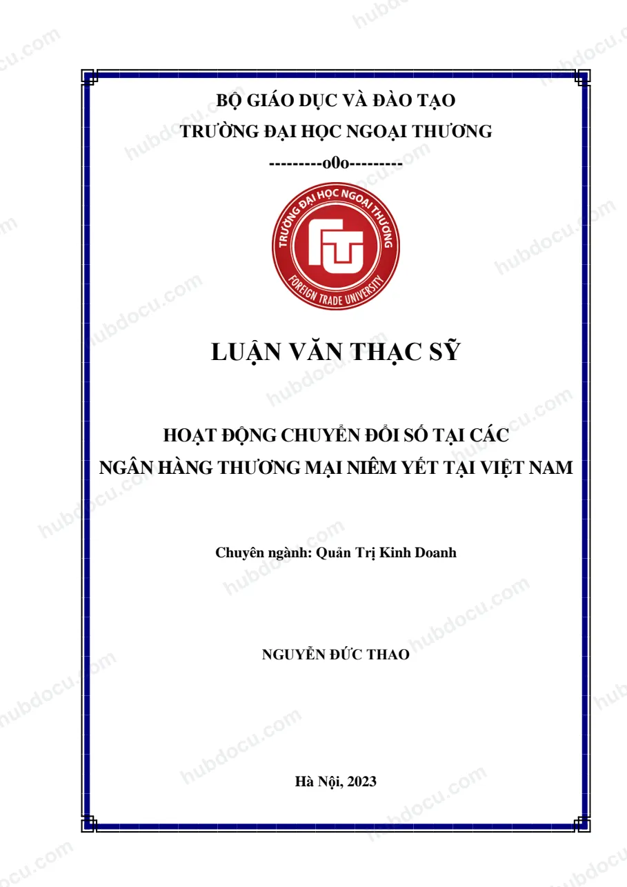 Luận văn thạc sĩ_ Hoạt động chuyển đổi số tại các ngân hàng thương mại niêm yết tại VN