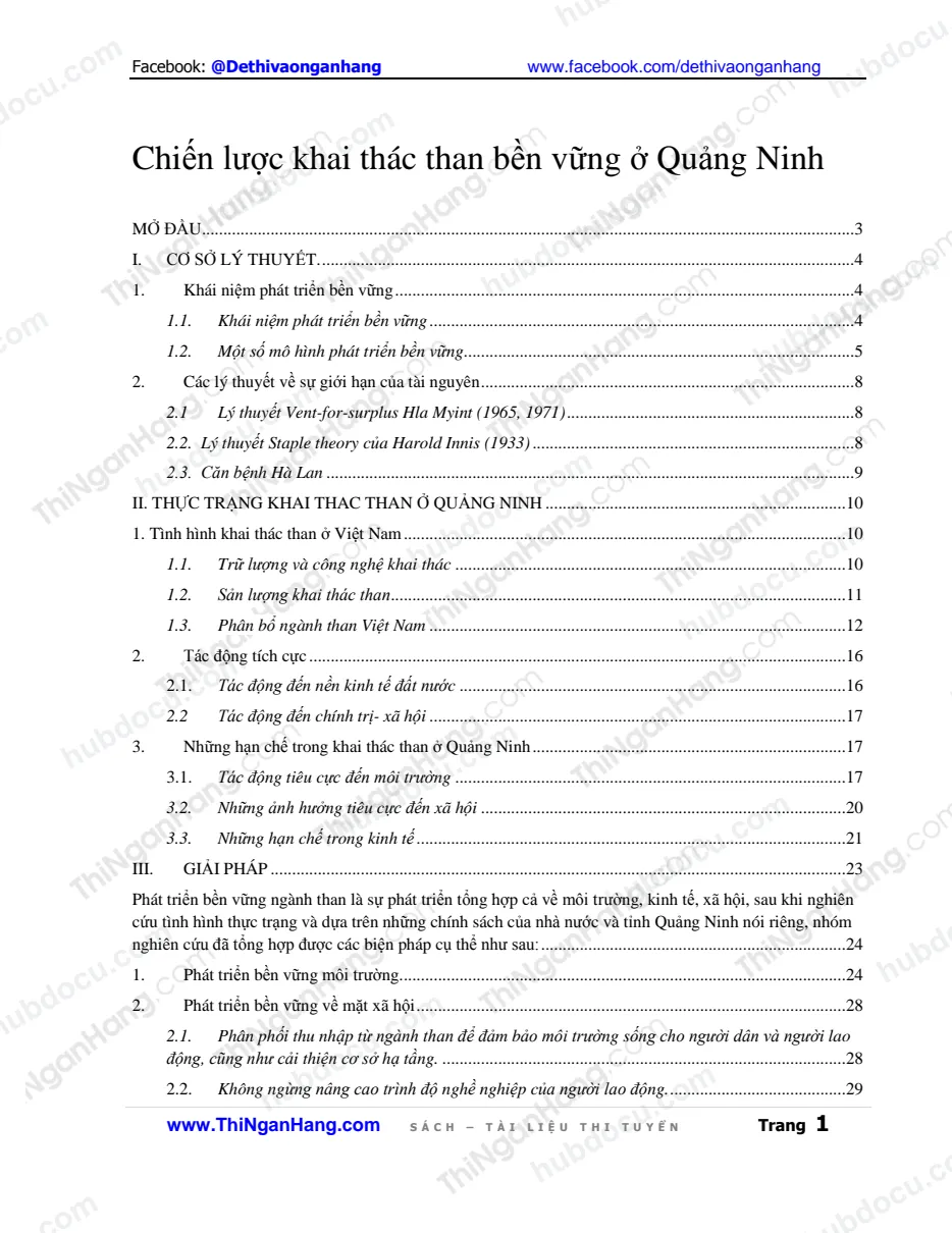 Tiểu luận - Chiến lược khai thác than bền vững tại Quảng Ninh
