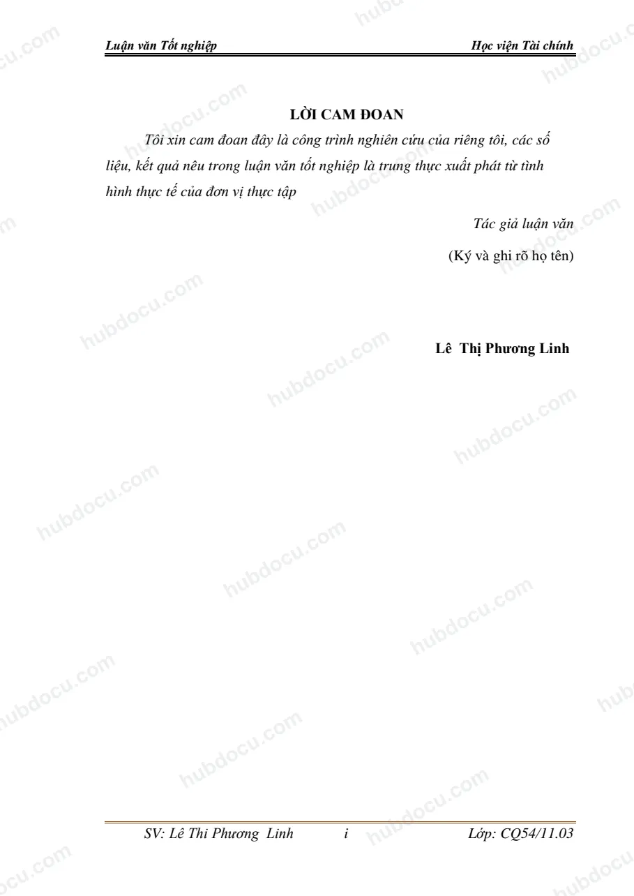Luận văn tốt nghiệp - Tình hình tài chính Công Ty Cổ Phần Trung Thủy