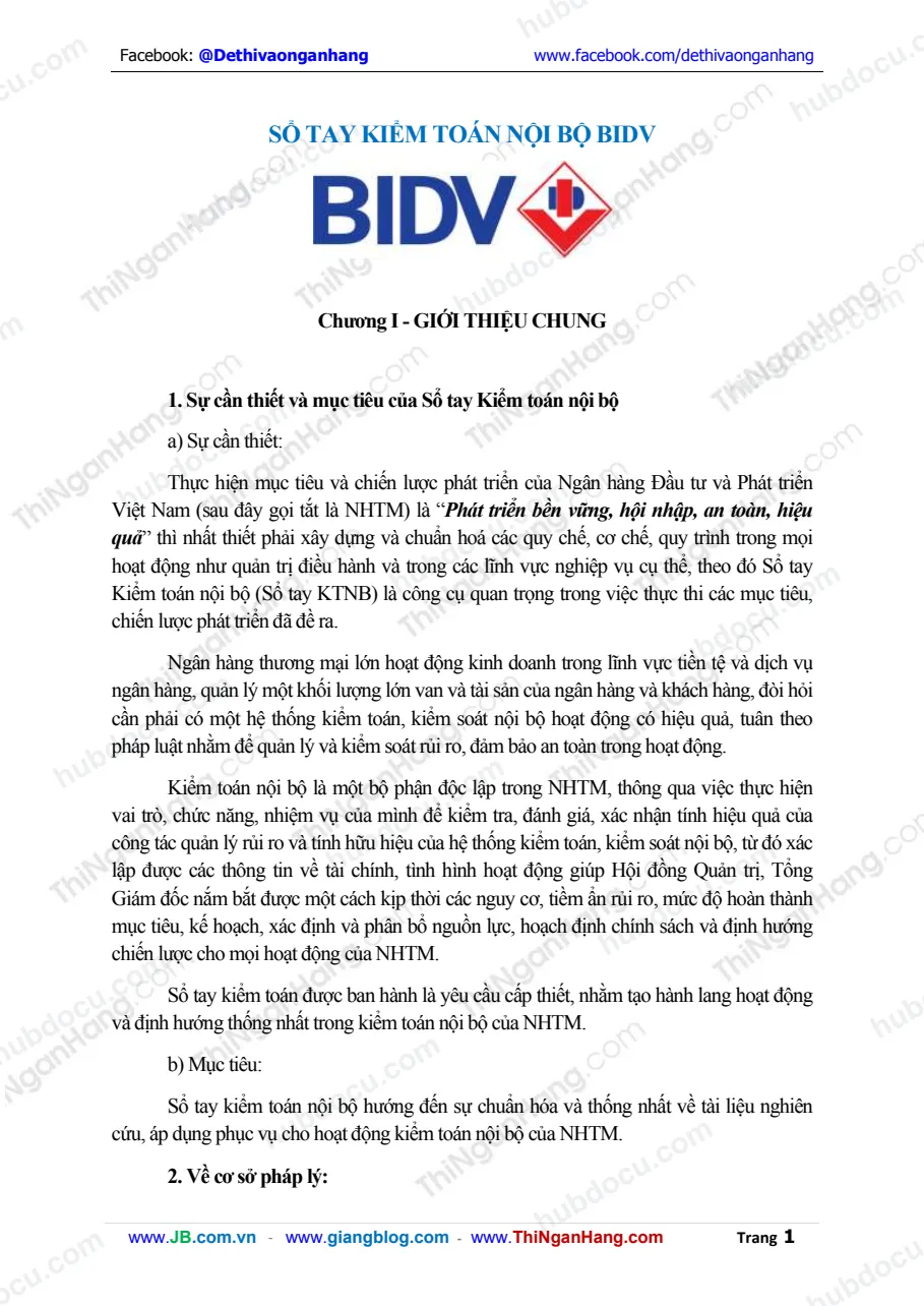 Sổ tay kiểm toán nội bộ BIDV