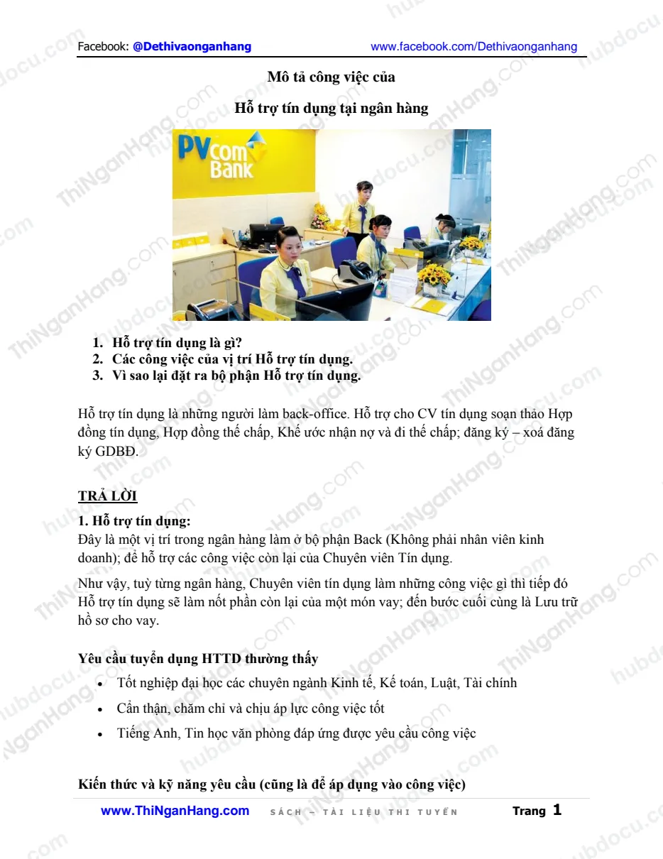 Hỗ trợ tín dụng là gì. Các công việc của HTTD. Vì sao cần HTTD