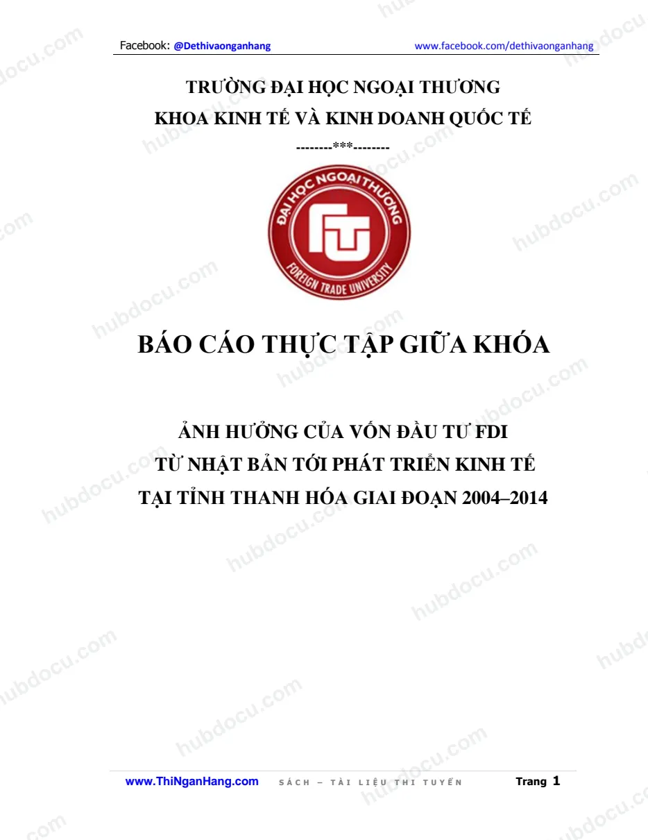 Báo cáo thực tập - Ảnh hưởng của FDI từ Nhật Bản đến phát triển kinh tế tỉnh Thanh Hóa 2004-2014