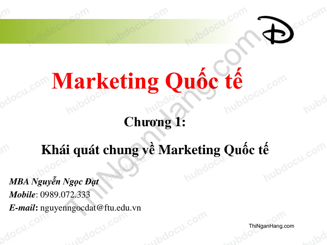 Slide Marketing quốc tế chương 1:Khái quát chung về Marketing quốc tế