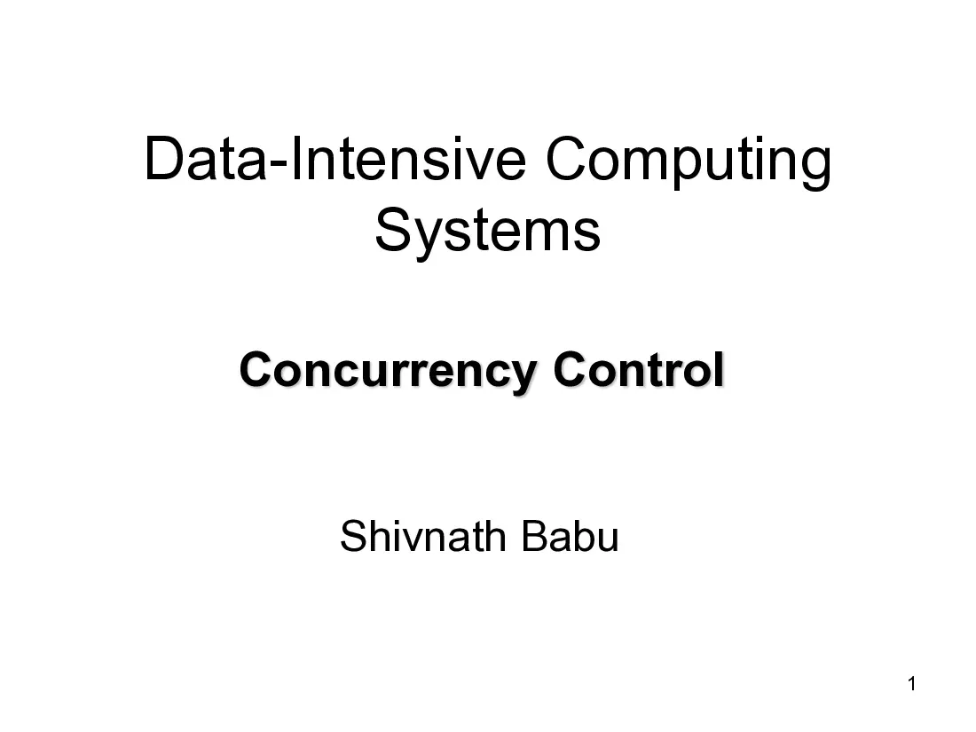 Concurrency Control I (13) (Kiểm soát đồng thời trong hệ thống CSDL) (Tiếng Anh)
