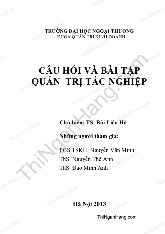 Câu hỏi và Bài tập Quản trị tác nghiệp - ĐH Ngoại thương