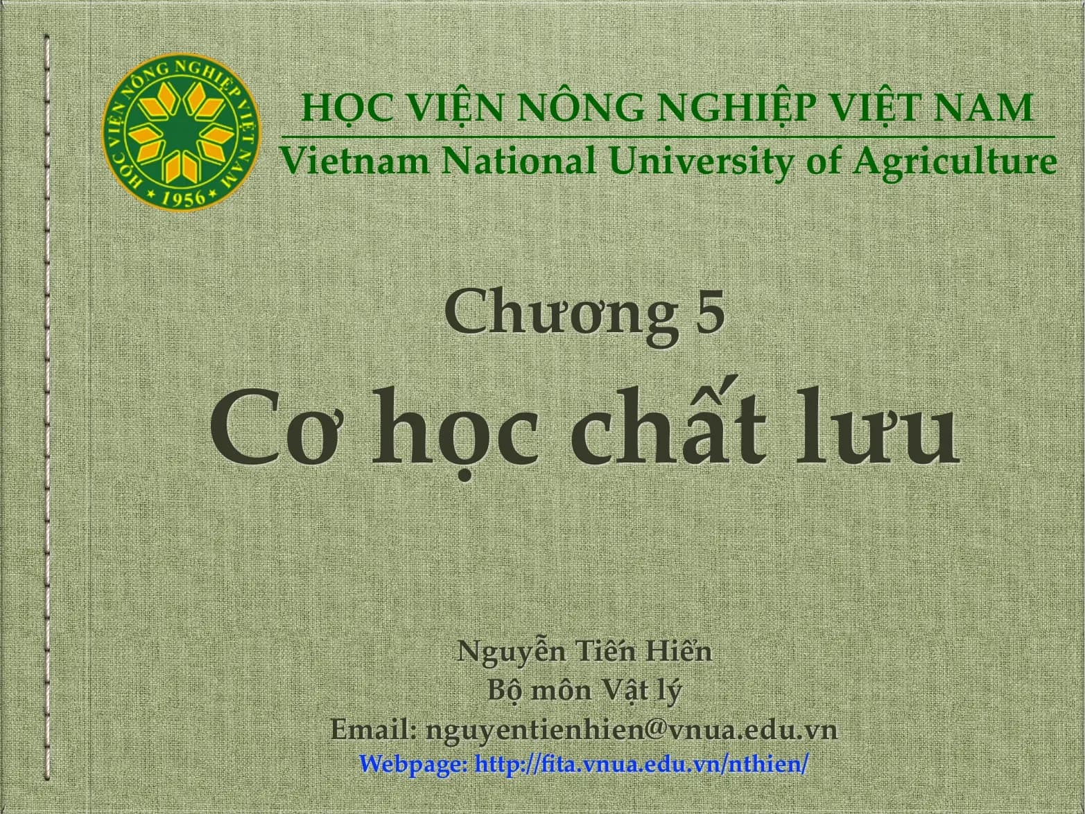 Cơ học chất lưu (Chương 5) - Nguyễn Tiến Hiển