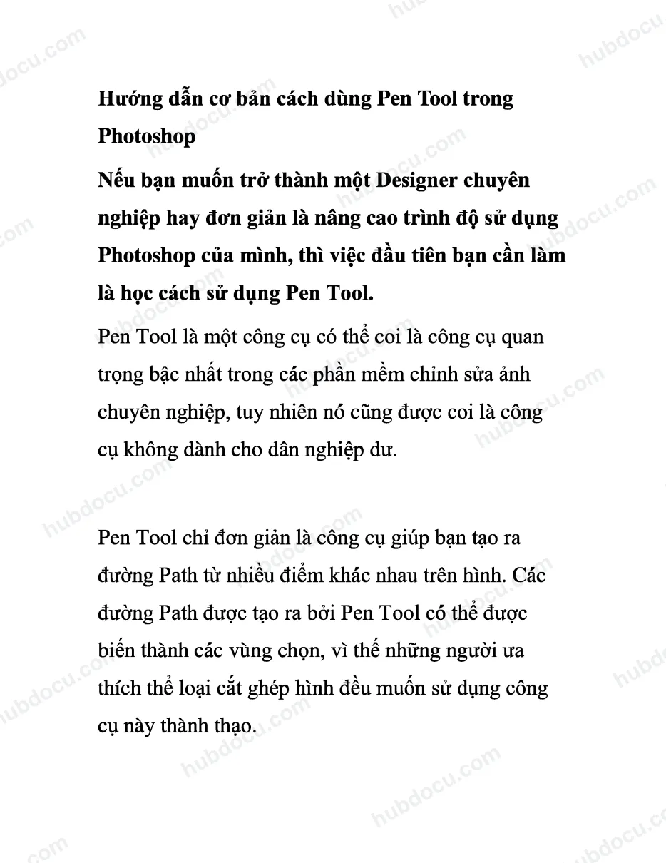 Hướng dẫn cơ bản cách dùng Pen Tool trong Photoshop