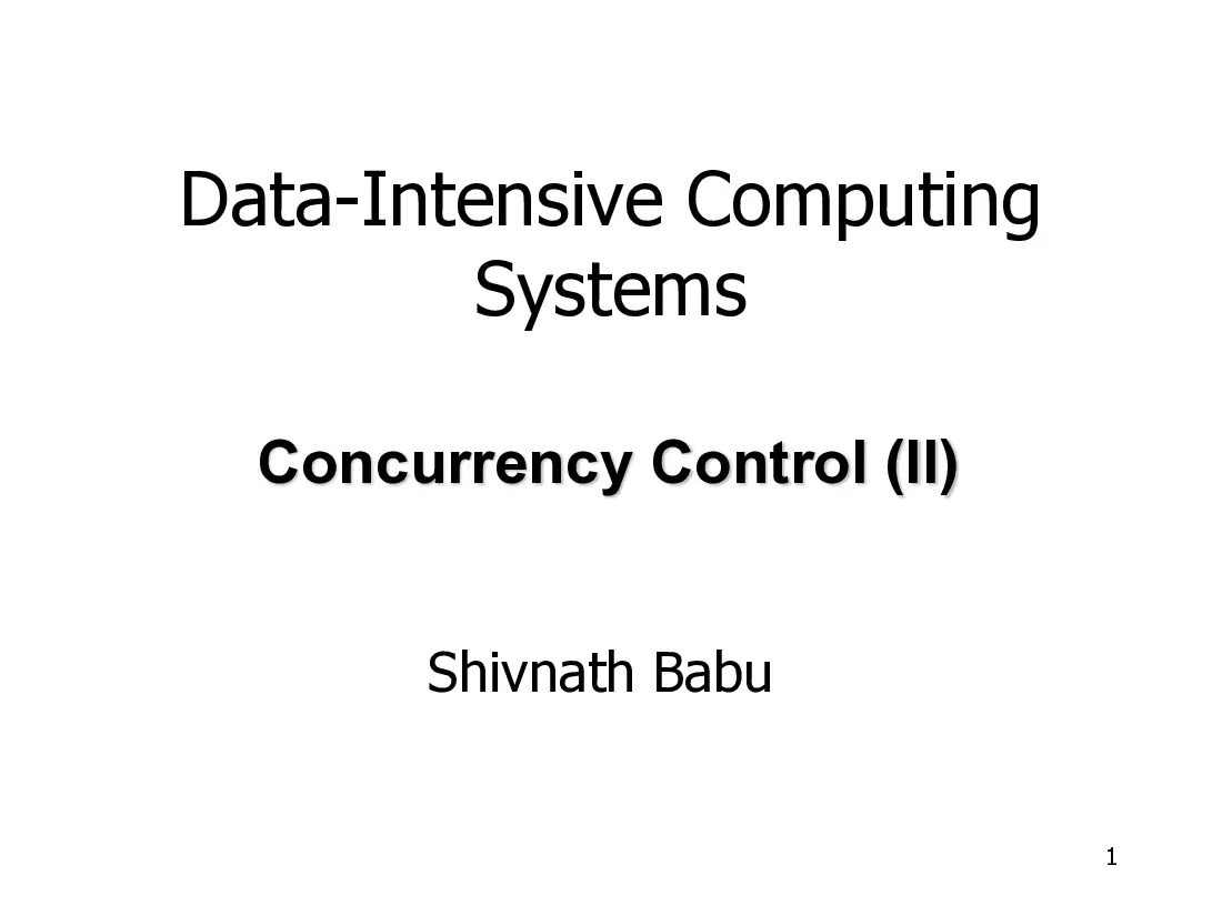 Concurrency Control II (14) (Kiểm soát đồng thời trong hệ thống CSDL) (Tiếng Anh)