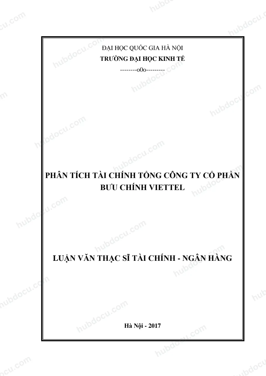 Luận văn thạc sĩ kế toán - Phân tích tài chính công ty cổ phần Viettel