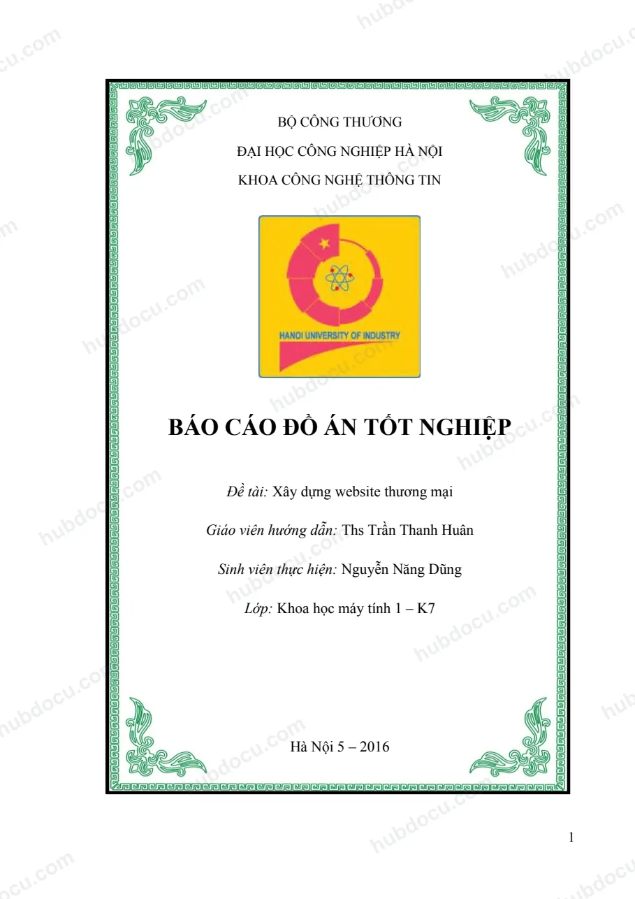 Báo cáo đồ án tôt nghiệp - Xây dựng Website bán hàng thông minh