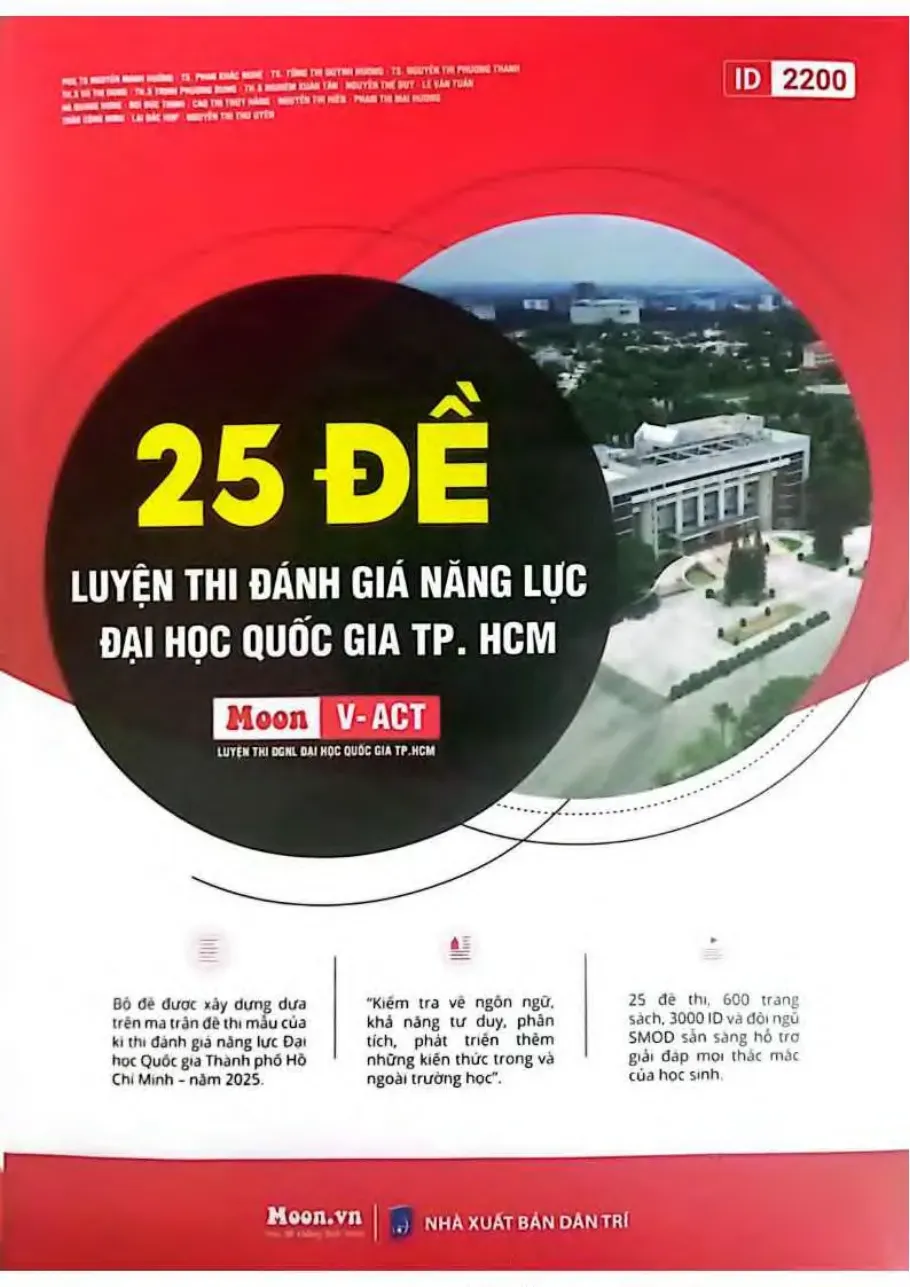 25 Đề luyện Đề thi ĐGNL ĐHQG Hồ Chí Minh (V-ACT) 2025