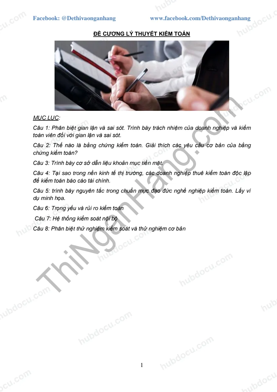 Đề cương Lý thuyết kiểm toán