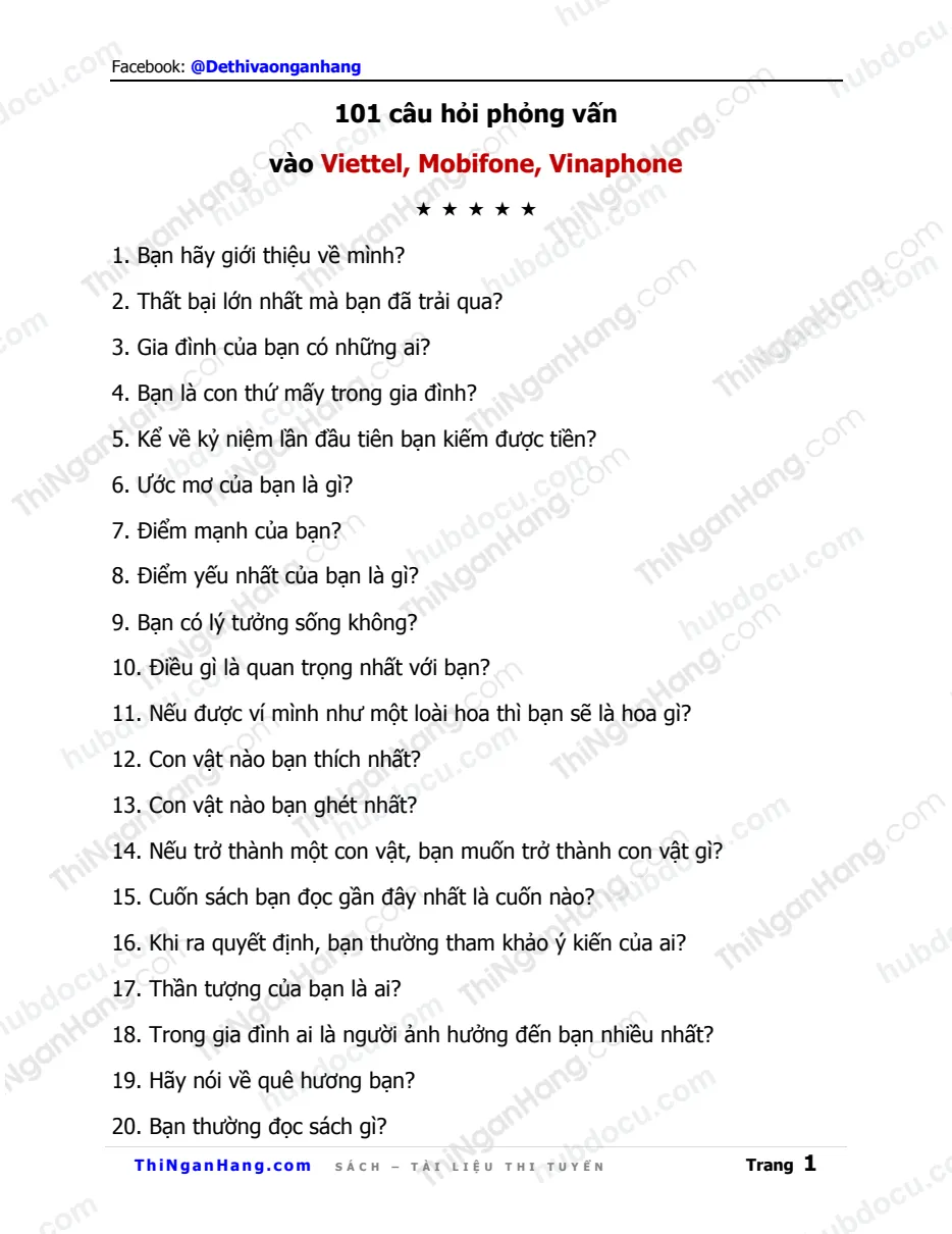 101 câu hỏi phỏng vấn vào Viettel, Mobifone, Vinaphone