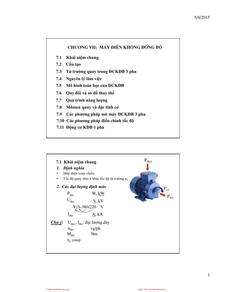 CHƯƠNG VII: m¸y ®iÖn kh«ng ®ång bé (CHƯƠNG VII)