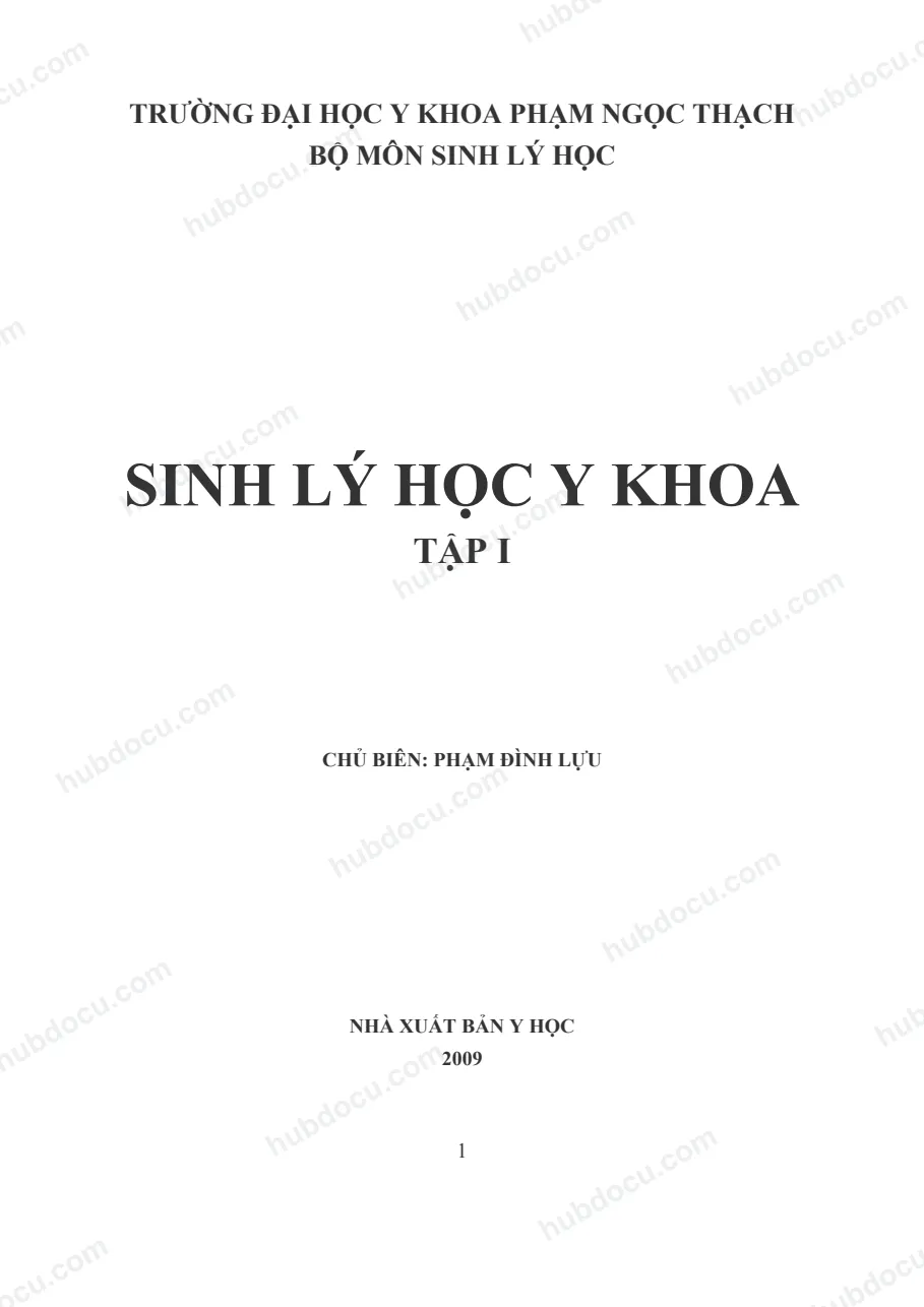 Sinh Lý Y Khoa - Phạm Ngọc Thạch