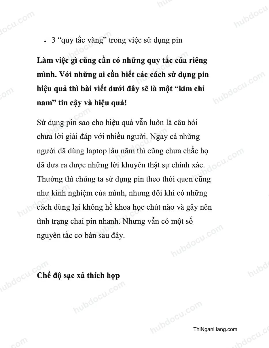 3 quy tắc vàng trong việc sử dụng PIN