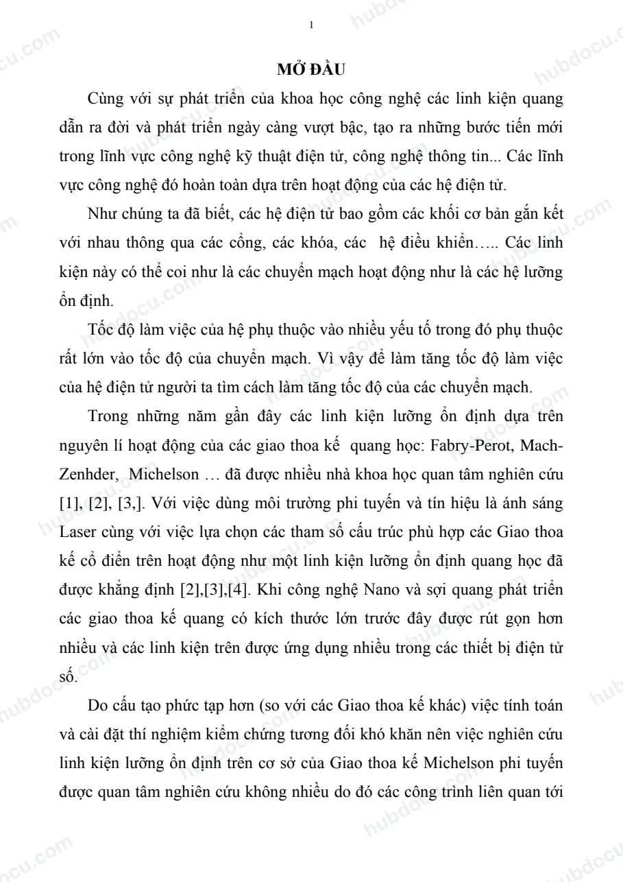 Khảo sát đặc trưng của tín hiệu truyền qua giao thoa kế Michelson phi tuyến