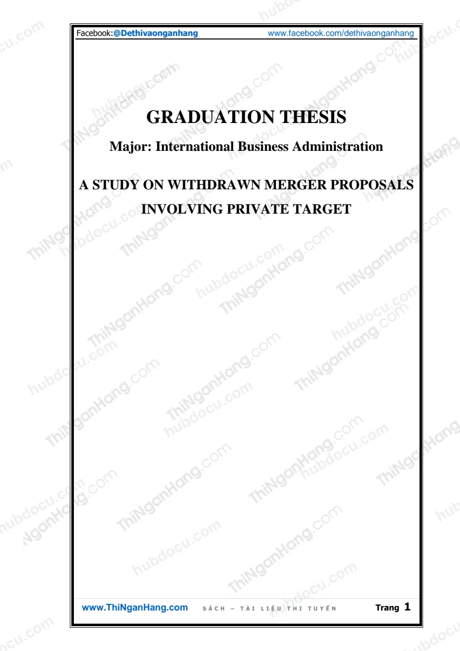 Khóa luận - A study on withdrawn merger proposals involving private target