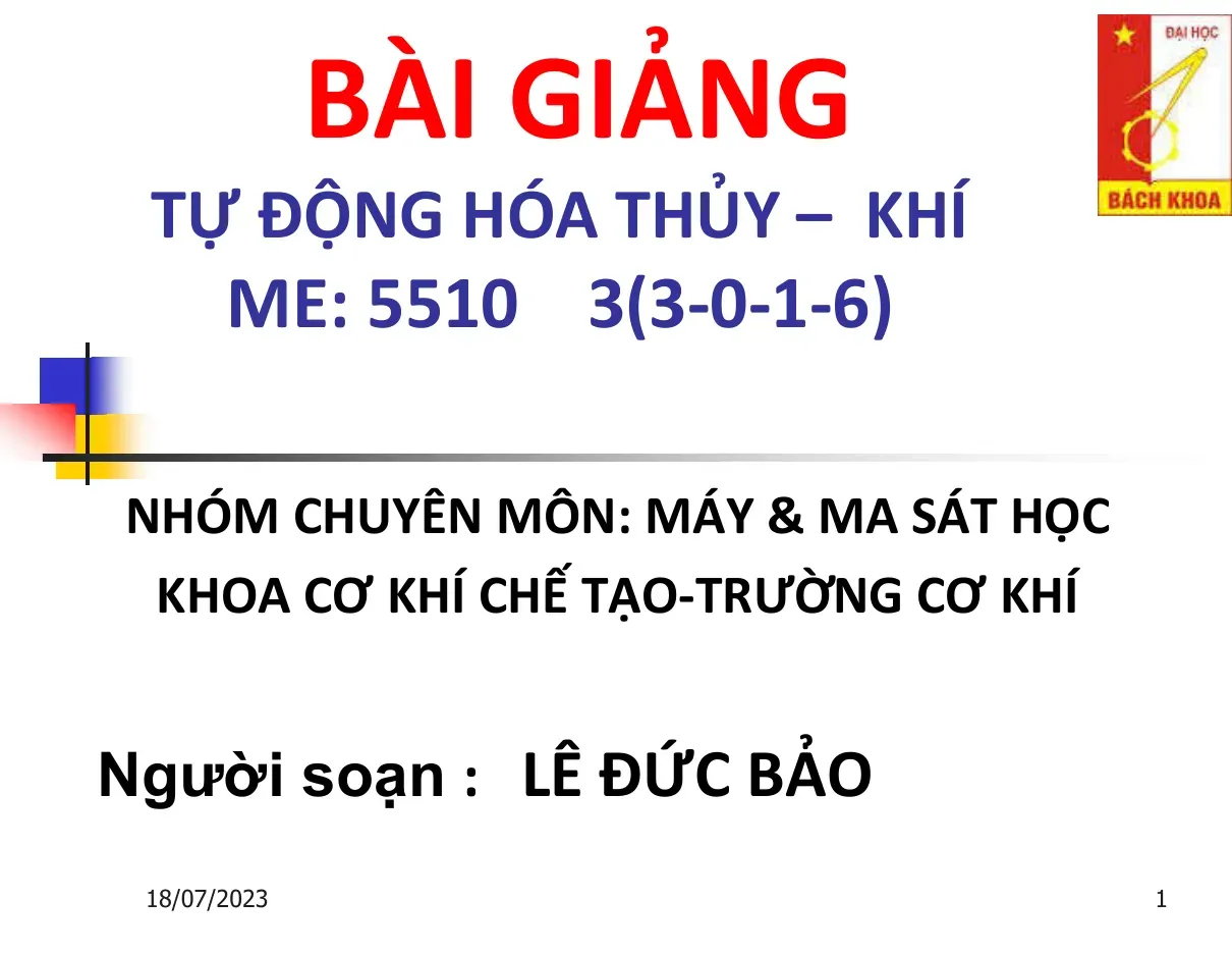 Tự động hóa thủy – khí (Chương VI) - Lê Đức Bảo