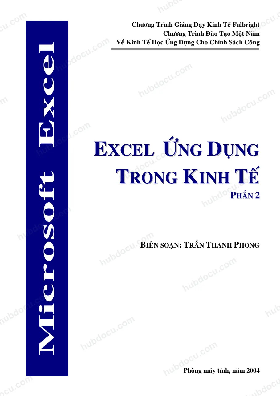 Ứng dụng của Excel trong kinh tế (P2) - Chương Trình Giảng dạy FullBright