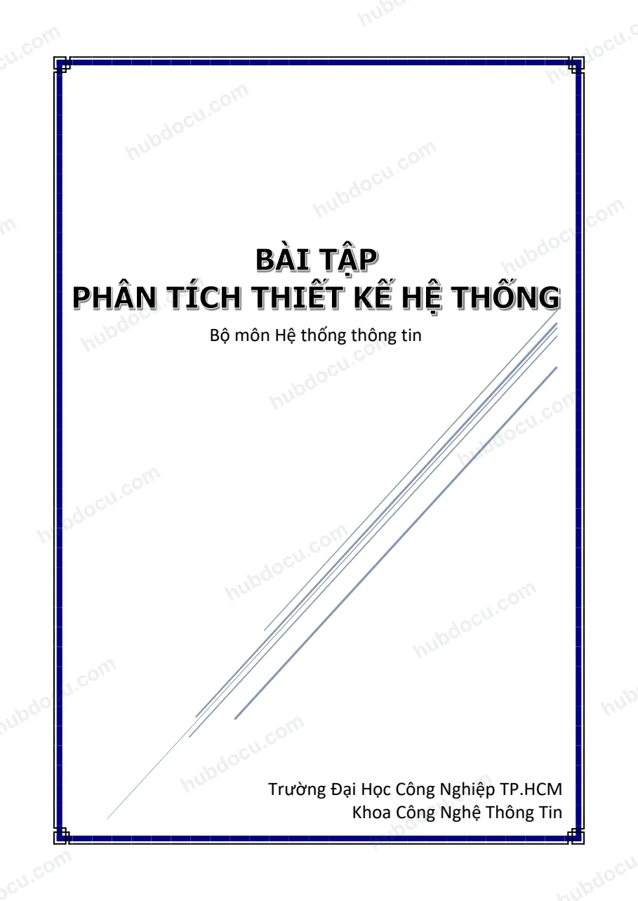 Bài tập phân tích thiết kế hệ thống - bộ môn hệ thống thông tin