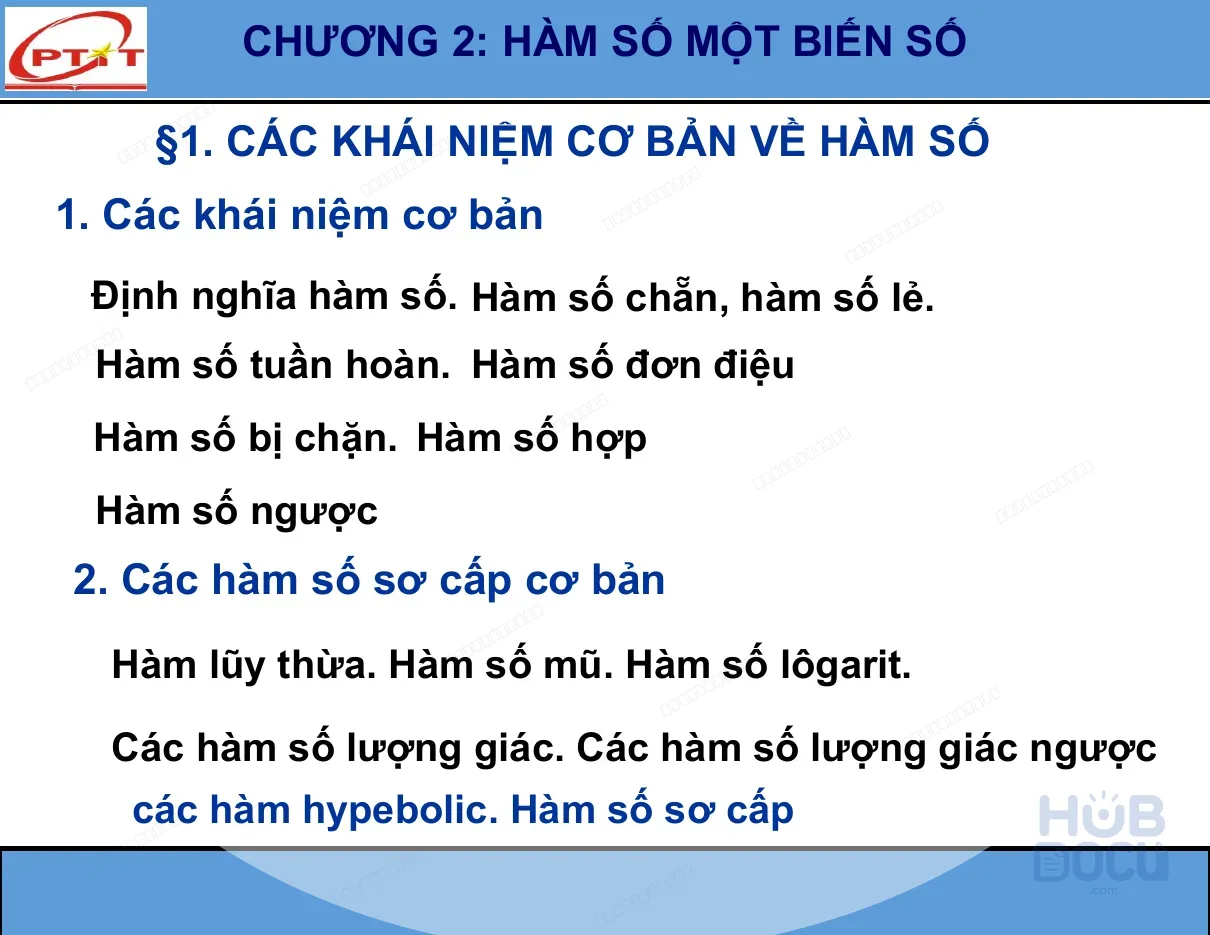 Giải tích 1 - Chương 2. Hàm số một biến số