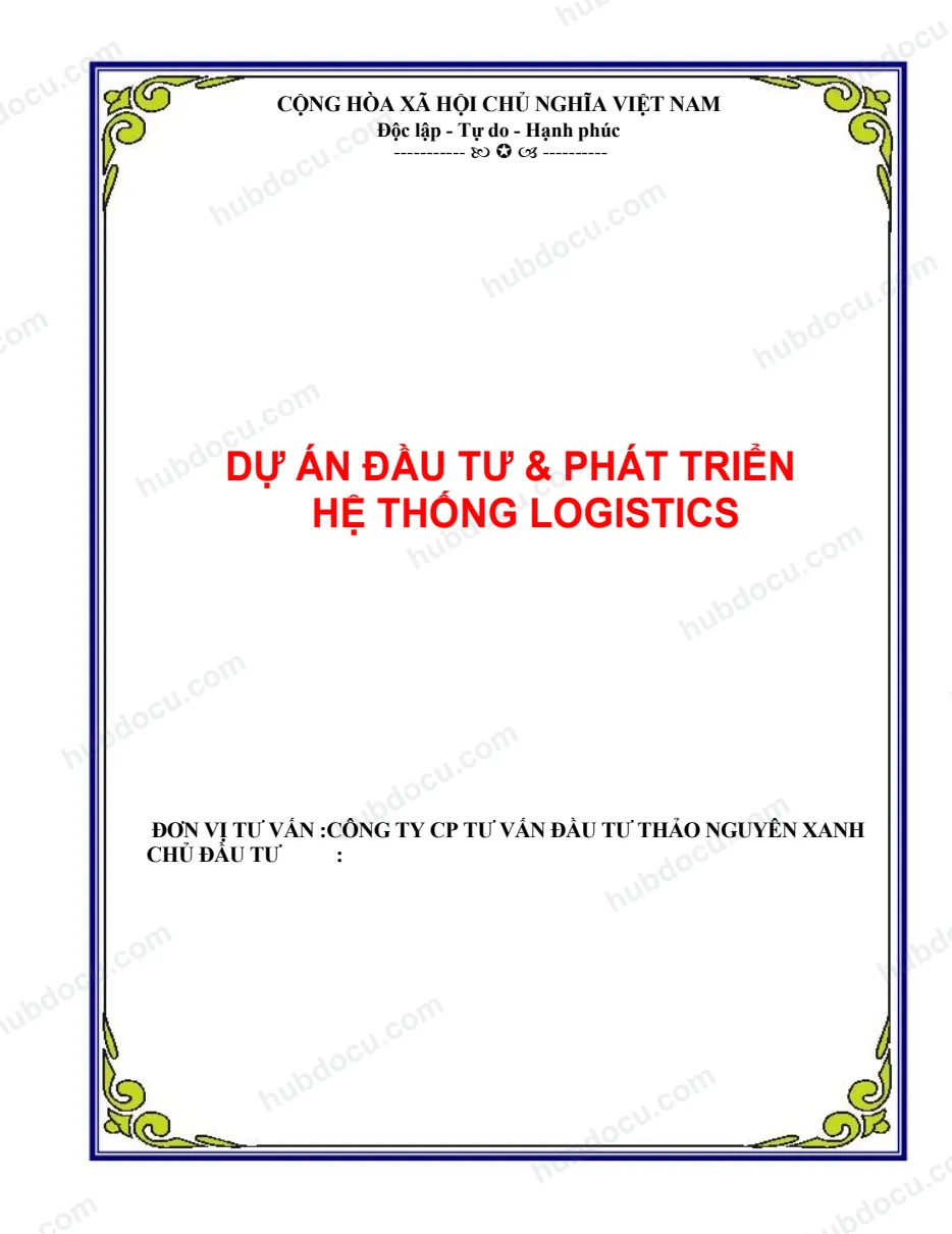 Dự án đầu tư và phát triển logistics - Hệ thống logistics