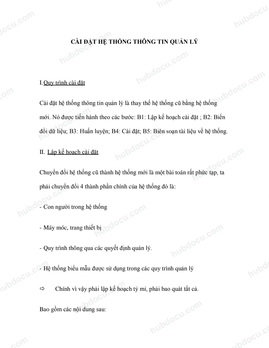 Cài đặt hệ thống thông tin quản lý