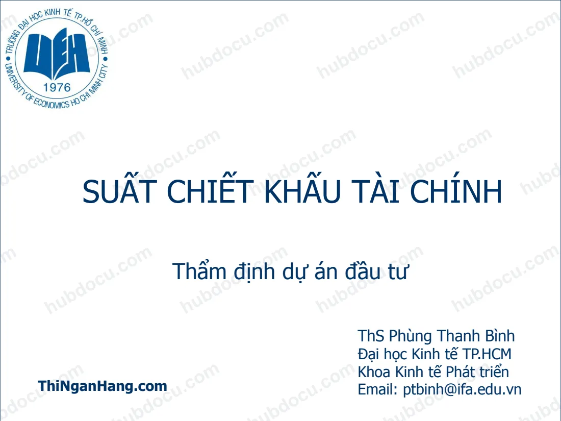 Lecture 5 - Financial Discount Rates (Suất chiết khấu tài chính)