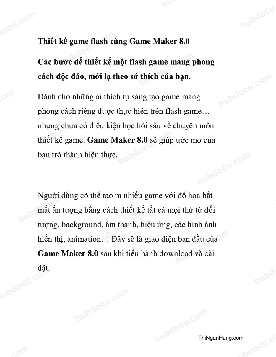 Thiết kế game flash cùng Game Maker 8.0