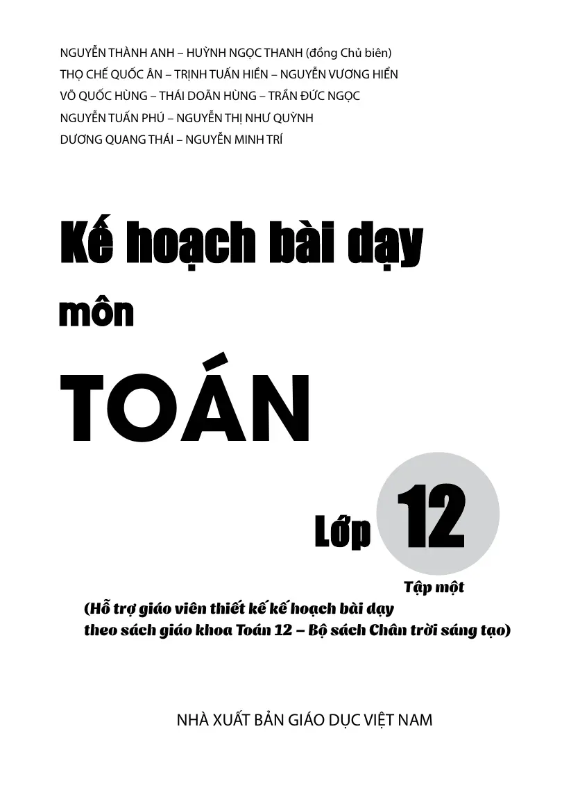 Kế hoạch bài dạy môn Toán 12 tập một (Chương I. ỨNG DỤNG ĐẠO HÀM ĐỂ KHẢO SÁT HÀM SỐ) - NGUYỄN THÀNH ANH, HUỲNH NGỌC