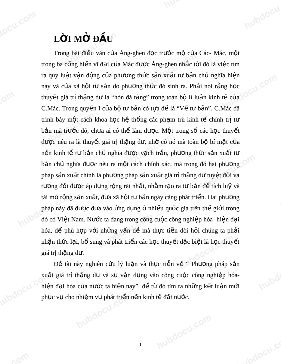 Giá trị thặng dư và phương pháp sản xuất giá trị thặng dư - Tài liệu Kinh tế chính trị