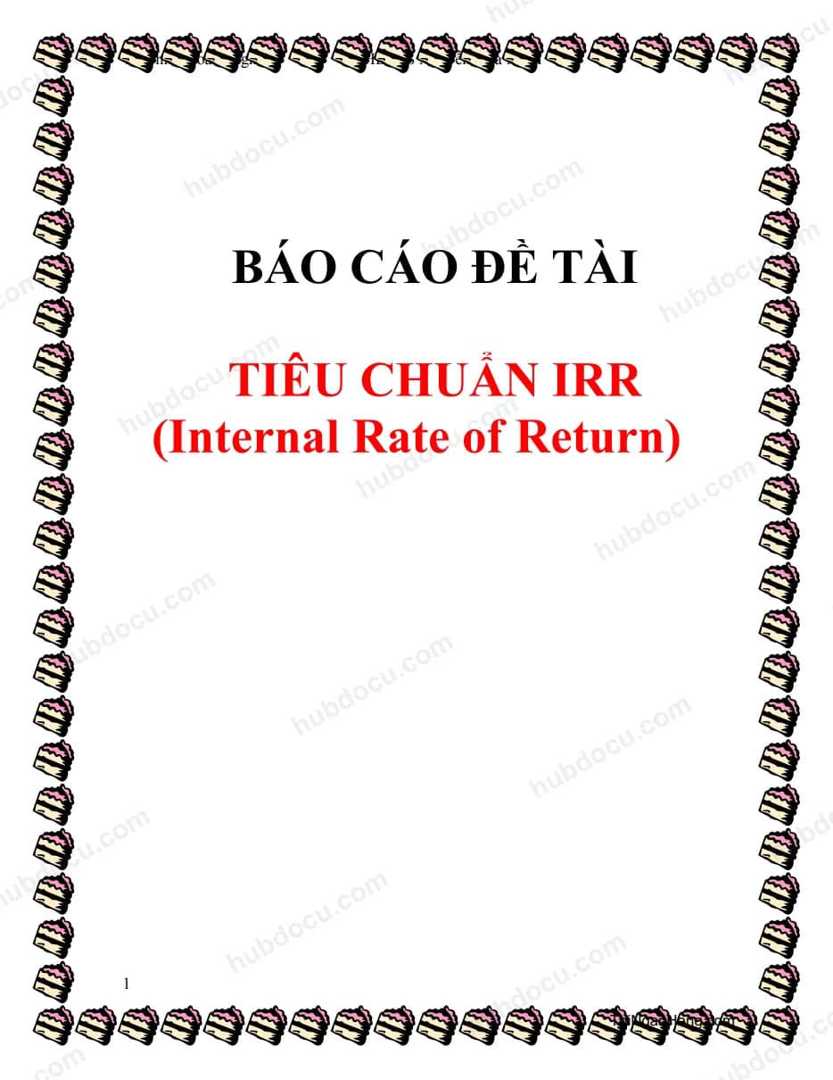 Tiểu luận nhóm - Tìm hiểu về IRR và Thời gian hoàn vốn (PBP)