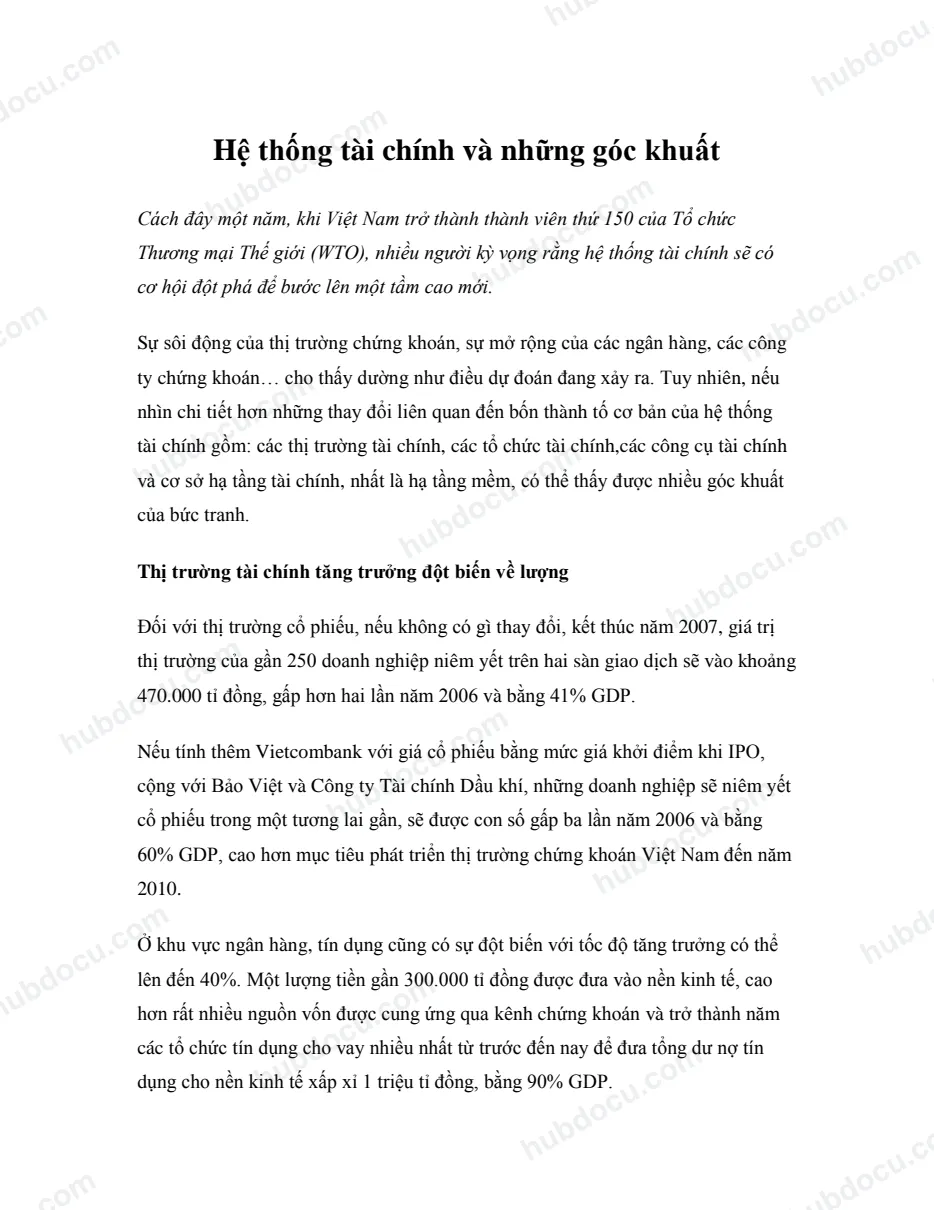 Hệ thống tài chính và những góc khuất