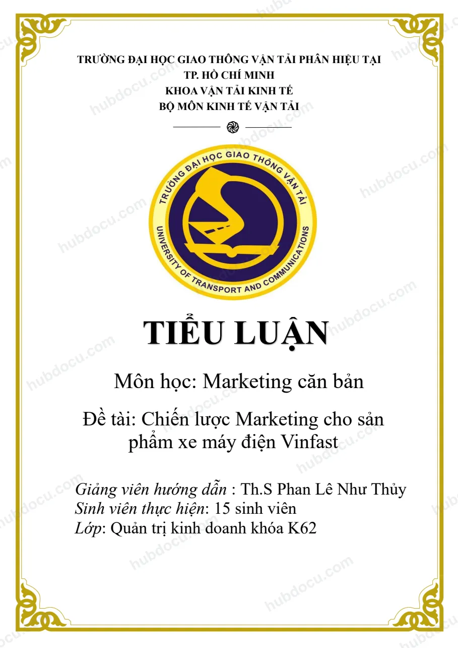 TIỂU LUẬN VỀ SẢN PHẨM XE MÁY ĐIỆN VINFAST