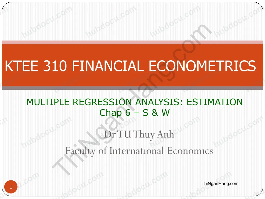 Slide Kinh tế lượng: Lecture 3 - Multiple Regression