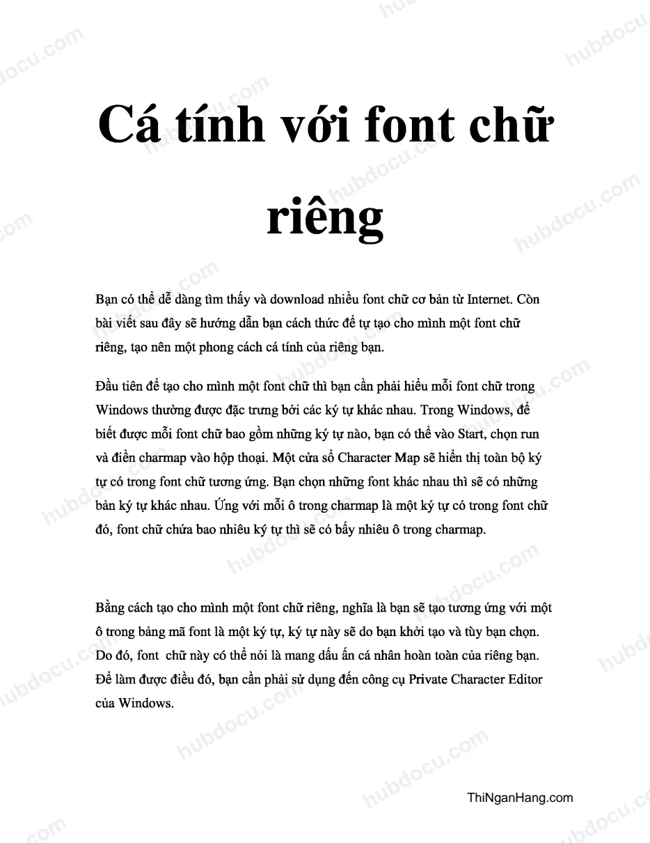 Cá tính với Font chữ riêng