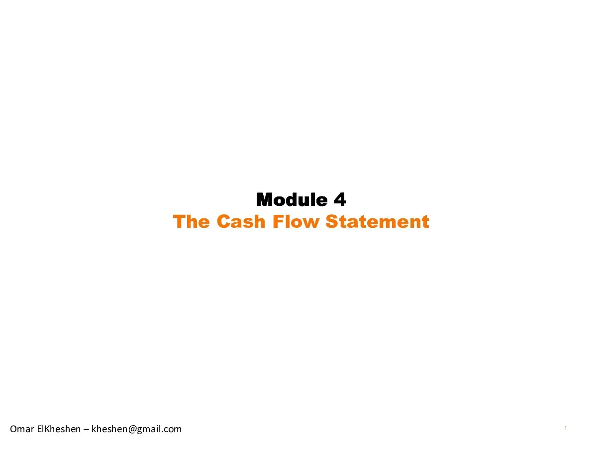 The Cash Flow Statement (Báo cáo lưu chuyển tiền tệ) - Act 4 - Omar ElKheshen