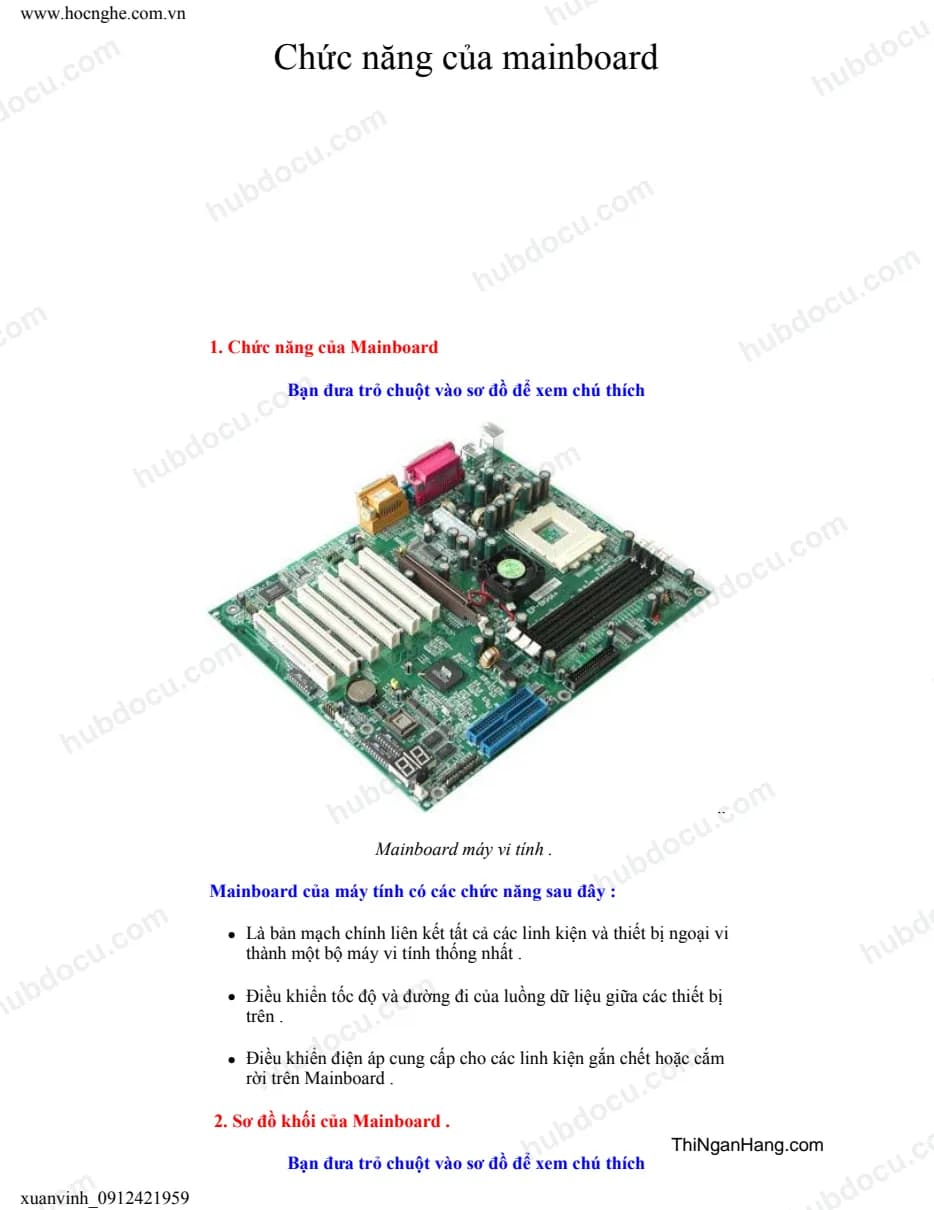 Chức năng của Mainboard