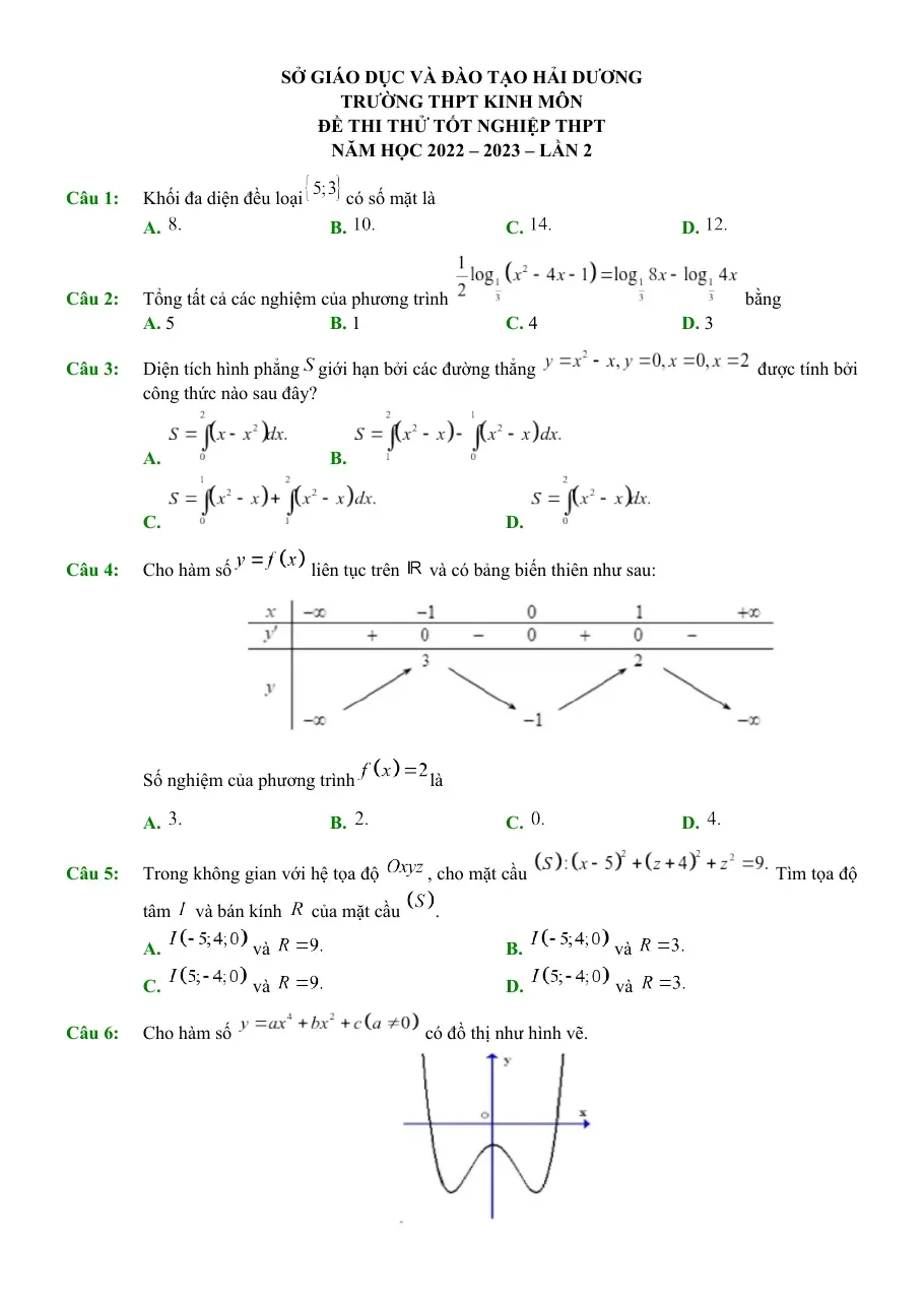 Thi thử Toán 12